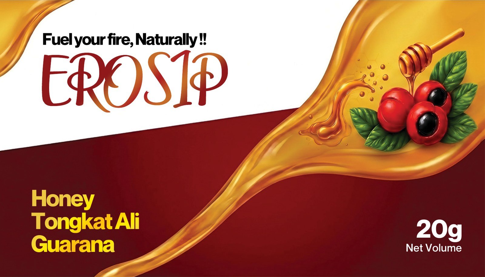 Erosip 20g sachet – honey, Tongkat Ali and Guarana